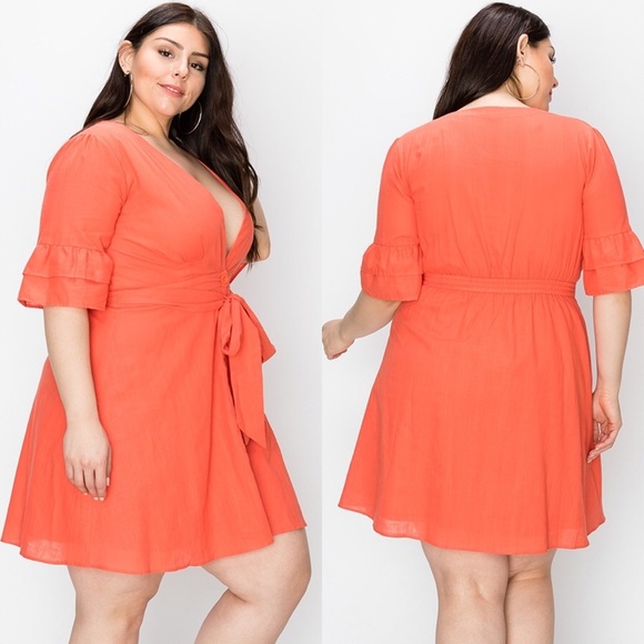 🚨24 HOUR SALE🚨Ocean View Coral Plus Size Dress - Picture 3 of 7